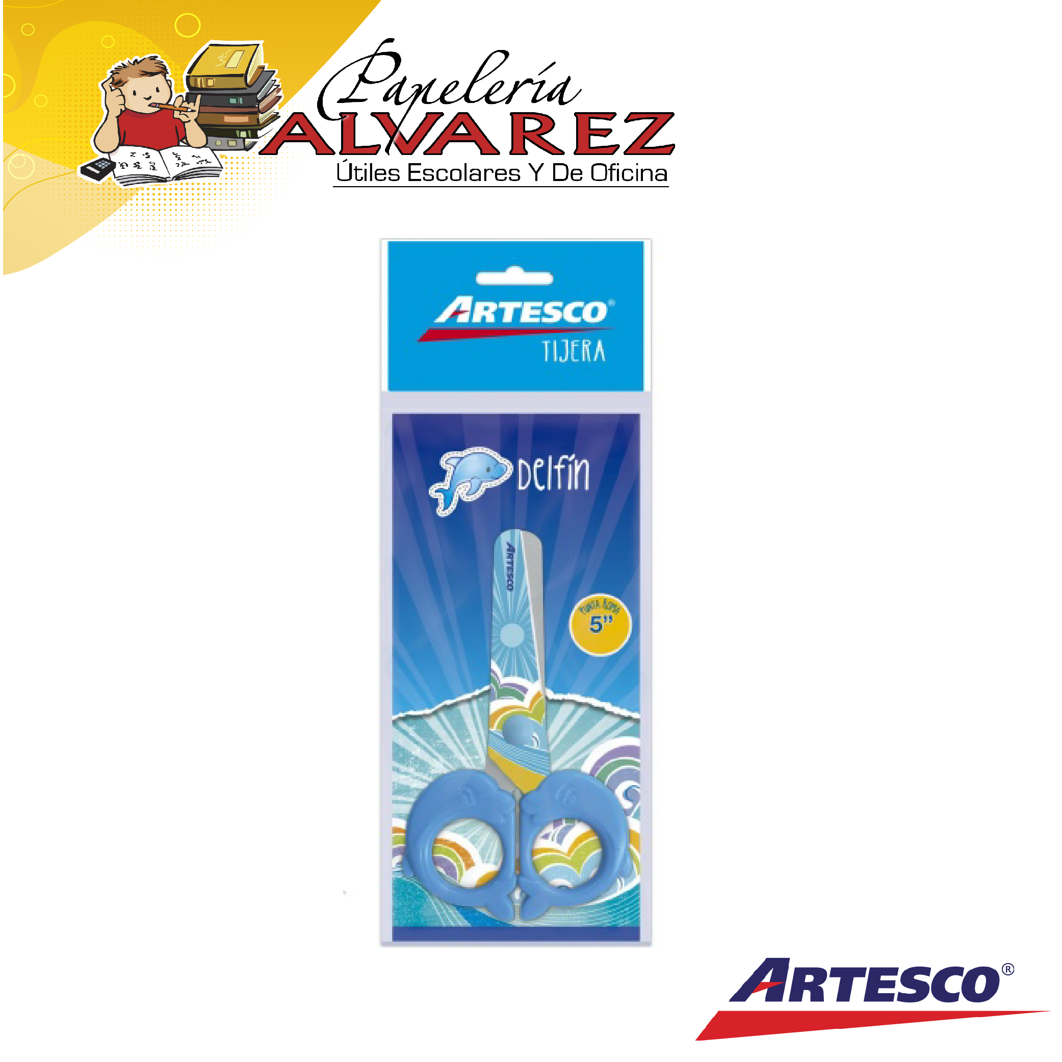 Imagen de TIJERA ARTESCO DELFIN 12 CM ESCOLAR