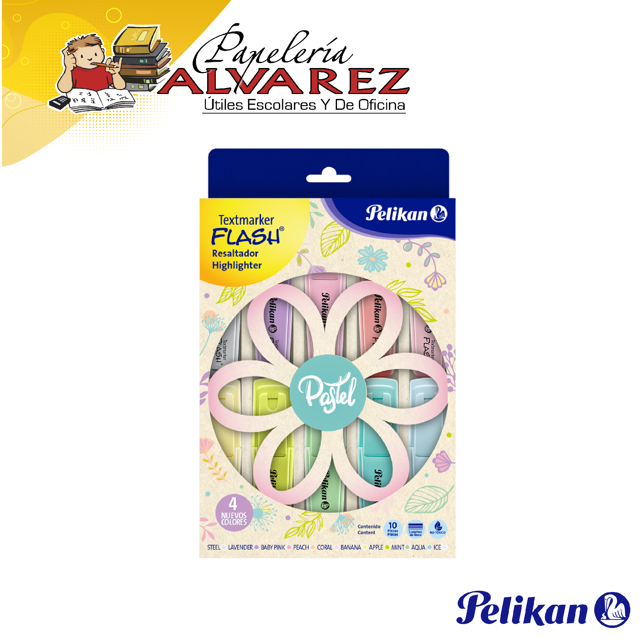 Imagen de RESALTADOR PELIKAN FLASH PASTEL CAJA X 10