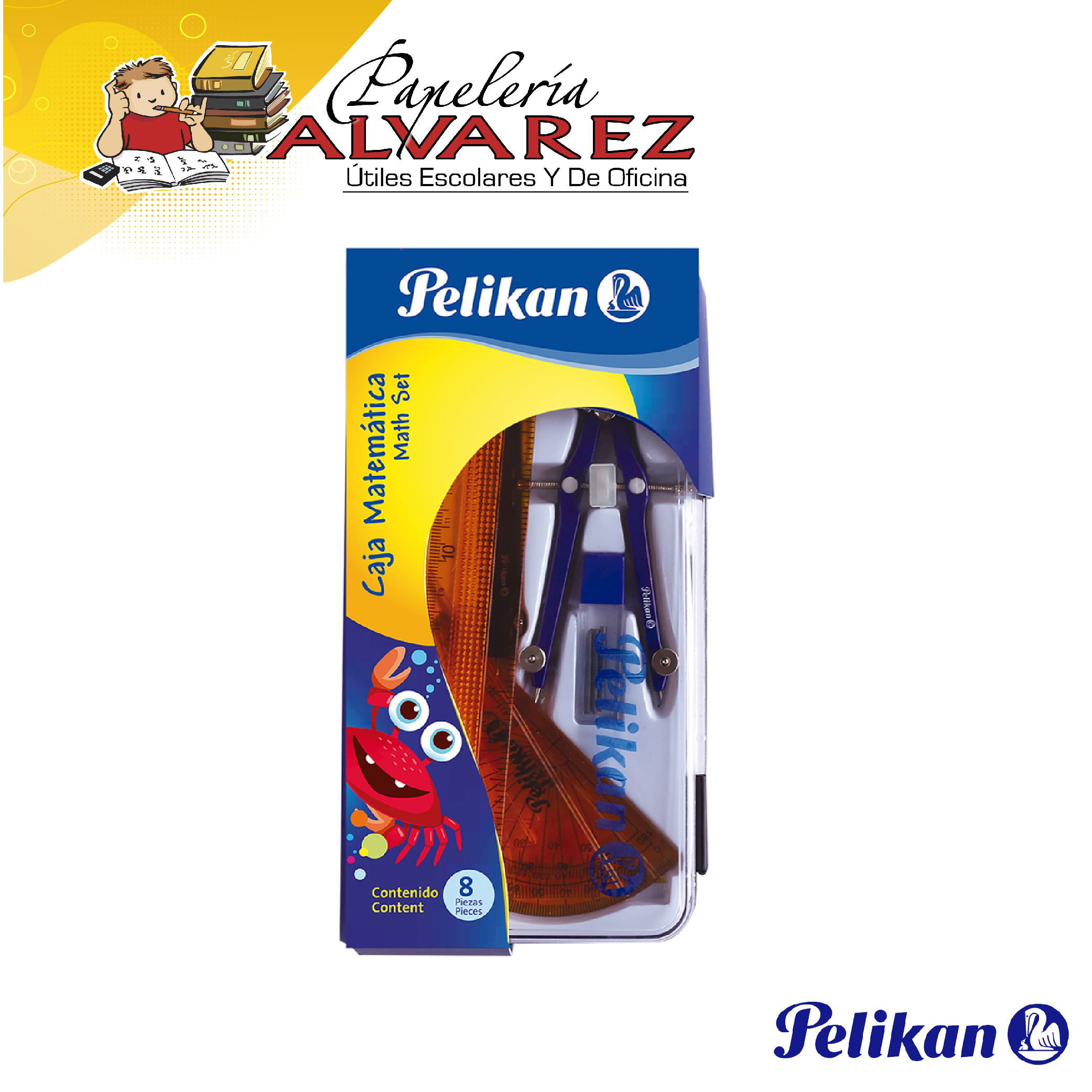 Imagen de COMPAS PELIKAN CAJA MATEMATICA 8 PIEZAS