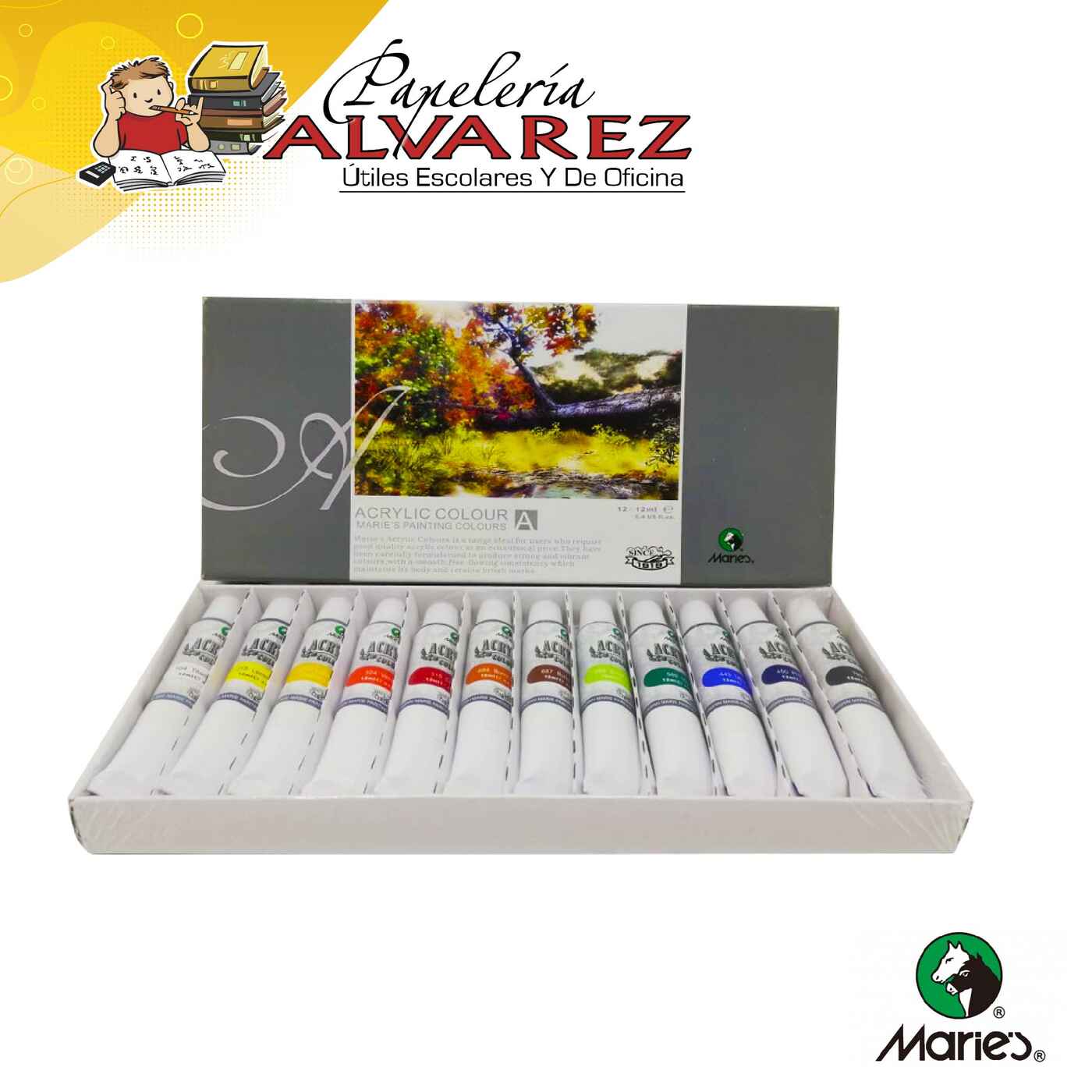 Imagen de ACRILICO MARIES 12ML X 12 COLORES