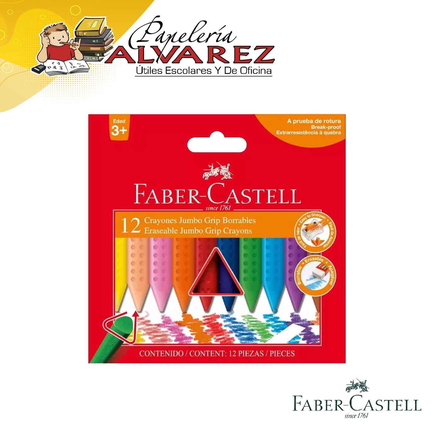 Imagen de CREYON FABER CASTELL JUMBO GRIP X 12