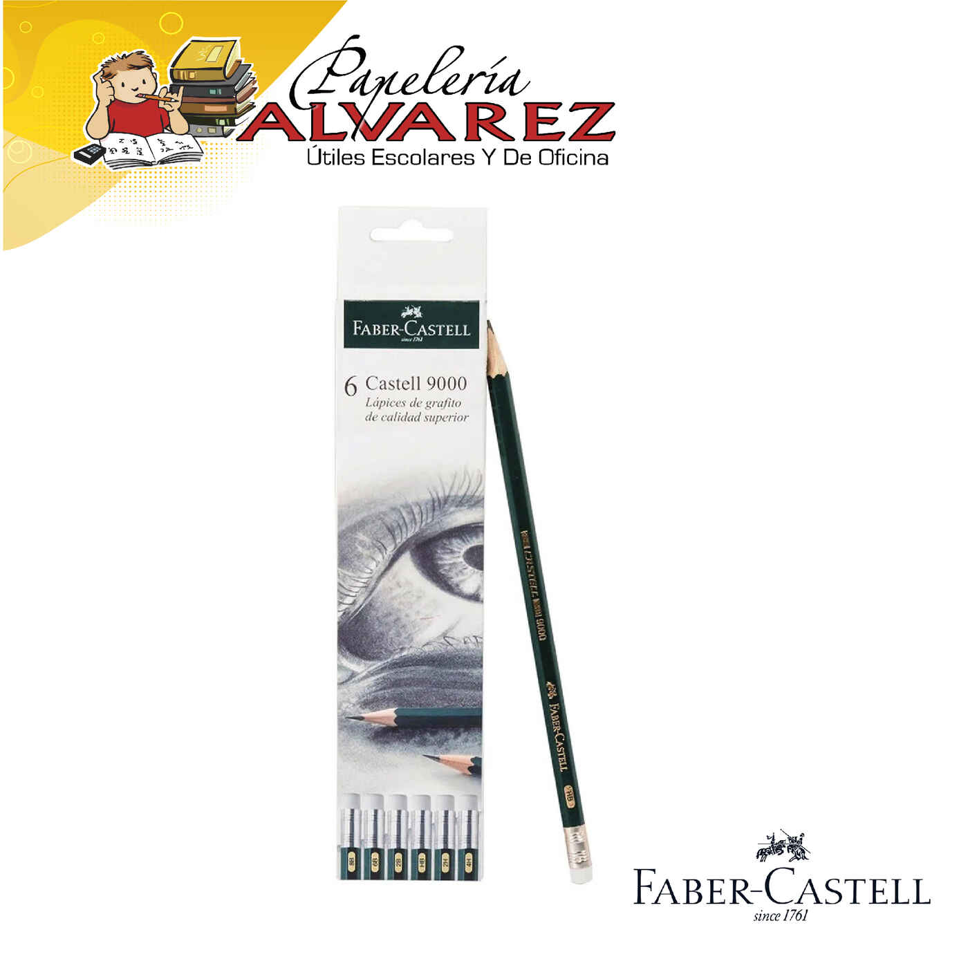 Imagen de LAPIZ FABER CASTELL GRAFITO 9000 EST X 6