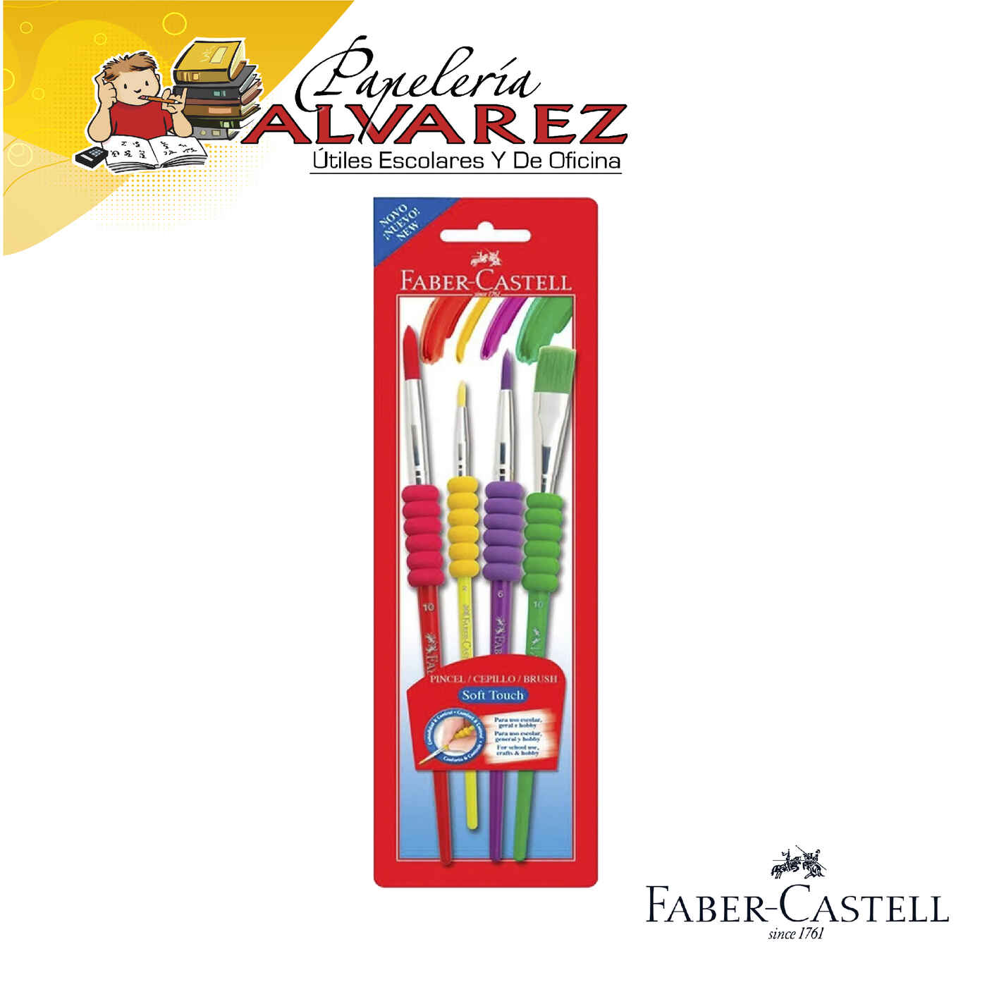 Imagen de JUEGO DE PINCELES FABER CASTELL X 4