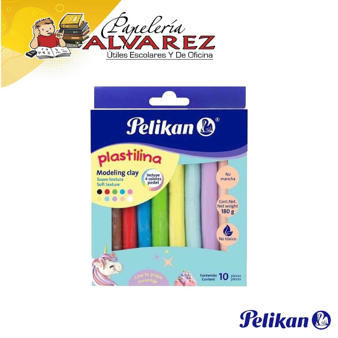 Imagen de PLASTILINA PELIKAN PASTEL X 10 180GR