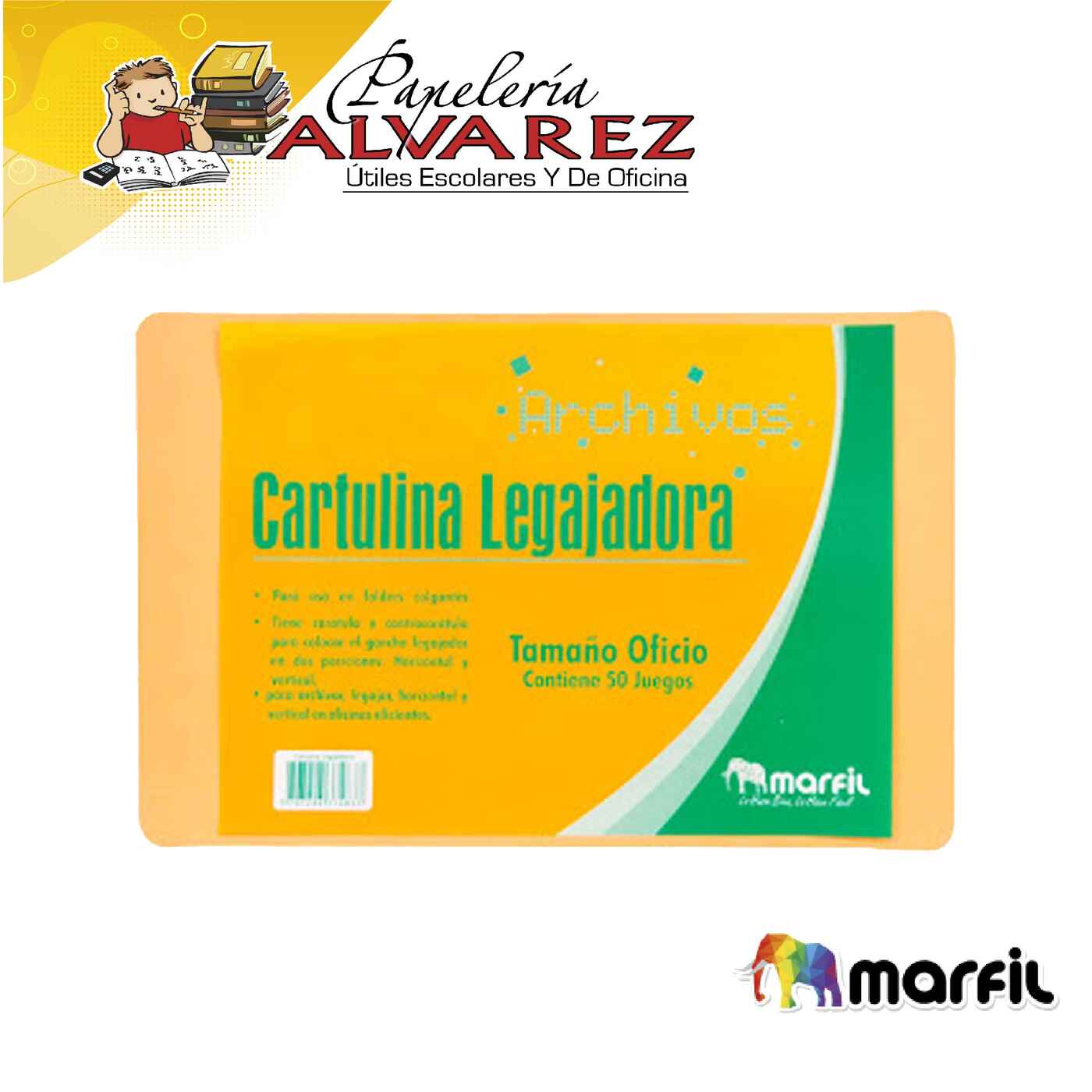 Imagen de CARTULINA LEGAJADORA AMARILLA X 50 UNI