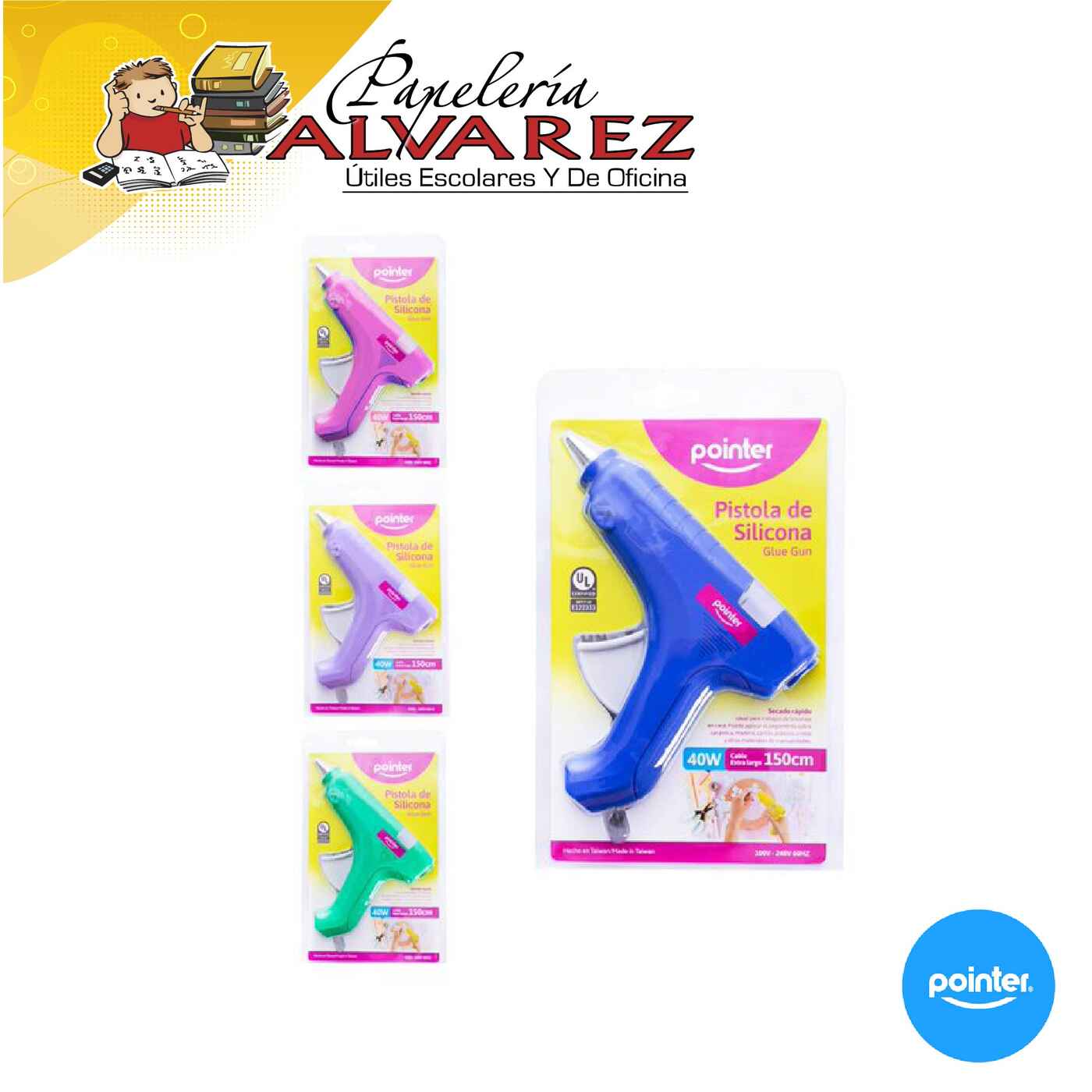 Imagen de PISTOLA SILICONA POINTER COLORES GRANDE