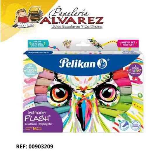 Imagen de RESALTADOR PELIKAN  X 16 FLASH BUHO